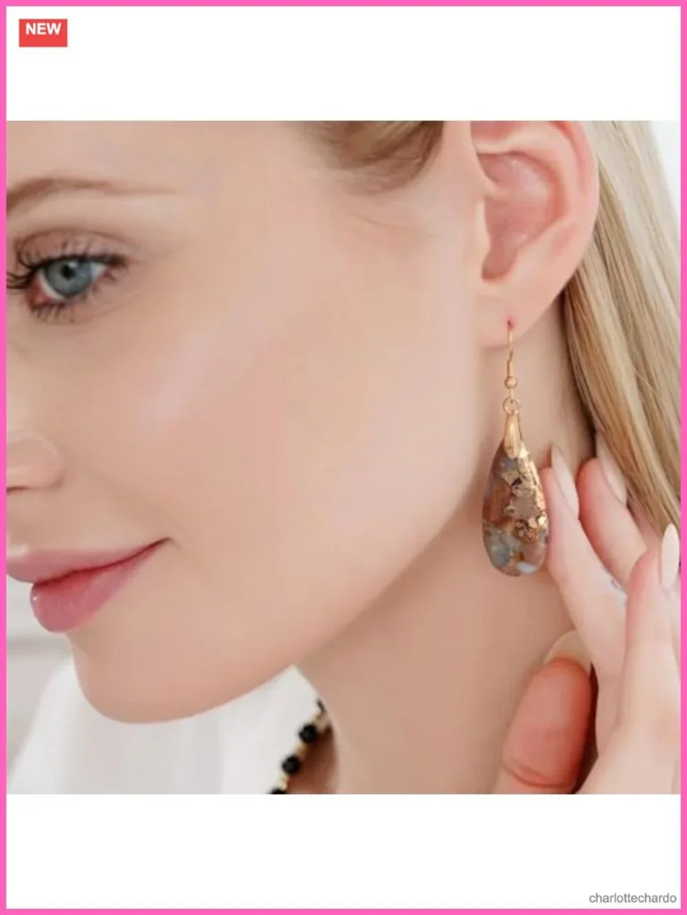 Teardrop Jasper Stone Dangle Earrings for Women Drop Earrings 2.3 Inch